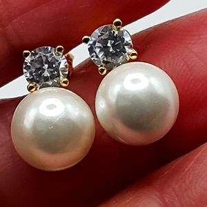 Fresh water pearls and moissainite  stud earrings